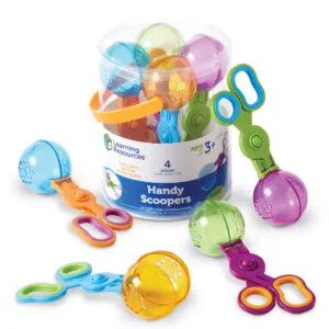 Met de handy scoopers scharen oefen je spelenderwijs de fijne motoriek voor het leren knippen.