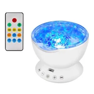 Ocean wave projector: Een nachtlamp met 7 verschillende visuele effecten, te koppelen met eigen audio. Geschikt voor slapen en snoezelen.