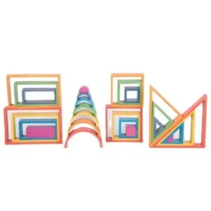Laat de creativiteit stralen met de Houten Regenboog Architect Set van TickiT!