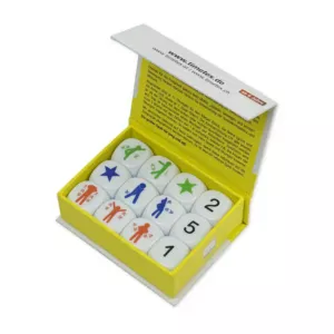 De dobbelsteen set beweging zijn als het ware een soort verhaal dobbelstenen waarmee je spelenderwijs kinderen tussendoor kunt laten bewegen. Handige energizer voor in de klas!