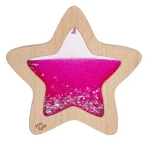 Alle magie van onze flessen, nu in de vorm van een ster, met een beukenhouten frame, ideaal voor de handjes van de kleintjes.