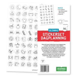 De dagplanning sticker set van Gezinnig is ideaal om je checkpad weer compleet te maken en aan te vullen,