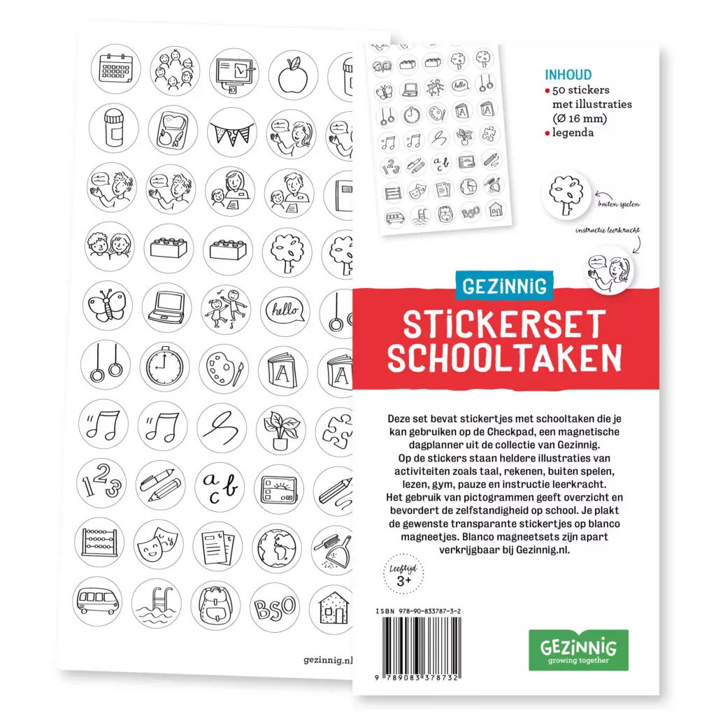 Sticker set schooltaken is een stickerset voor de checkpad gericht op school activiteiten