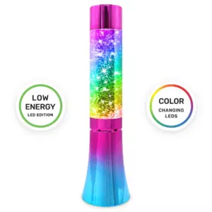 De glitterlamp die van kleur verandert zorgt voor een magische sfeer in de ruimte