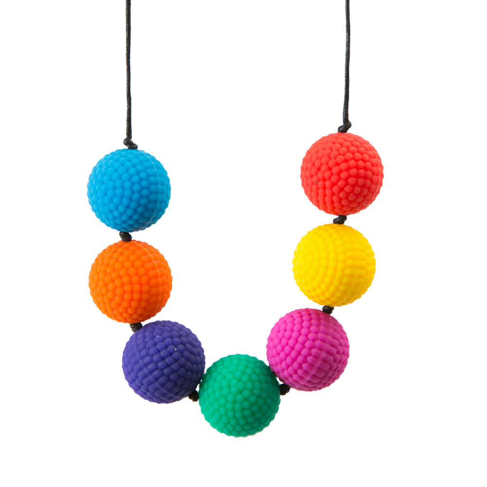 chewigem berries in multi kleur, vrolijke zwaardere kauwketting voor volwassenen met een beperking of autisme