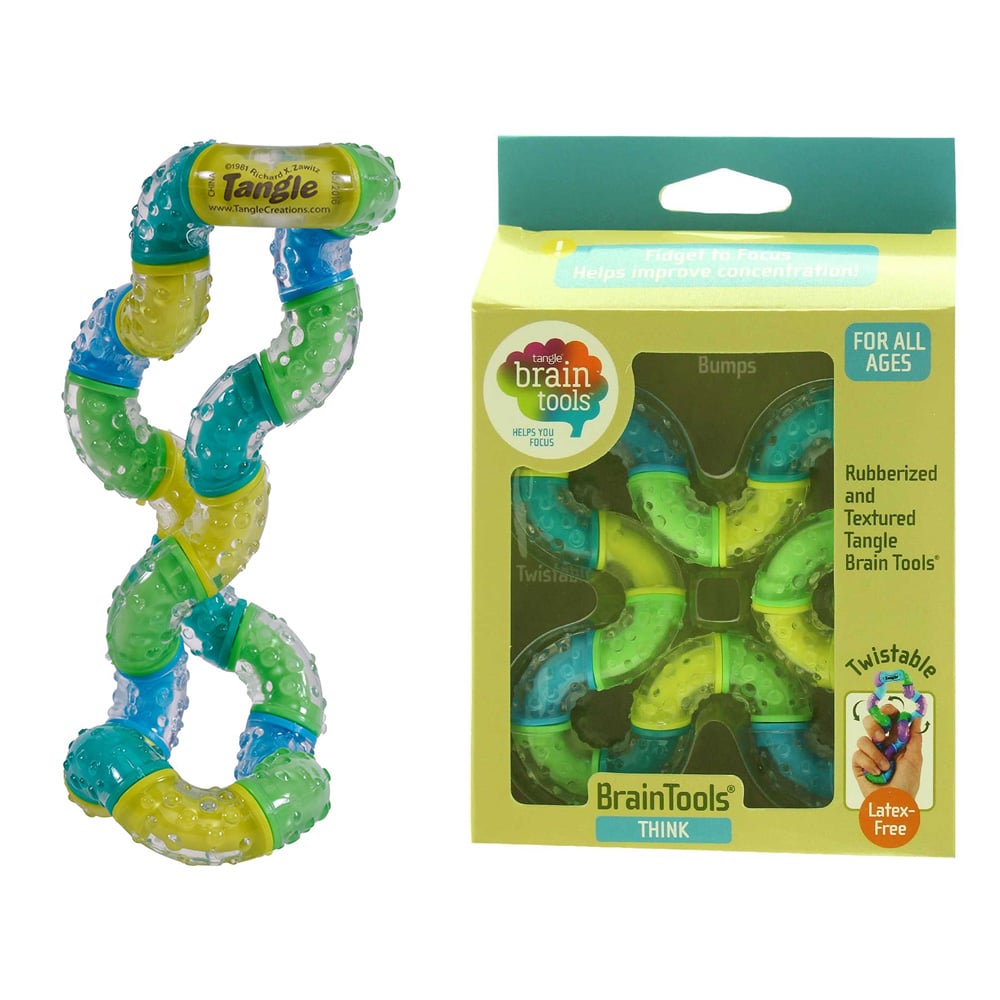 Tangle Brain Tools Think, therapeutische friemeltoy met tactiele textuur, stimuleert zintuigen en ondersteunt ontspanning en concentratie.