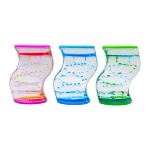 zigzag zandloper set, 2 verschillende kleuren olie druppels gaan zigzag naar beneden, daar wordt je rustig van als je ernaar kijkt