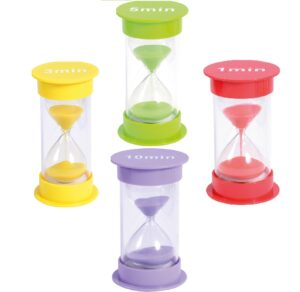 De zandloper wordt als timer ingezet om tijdsbesef bij te brengen en je kind te leren om binnen een gestelde tijd een taakje af te ronden.