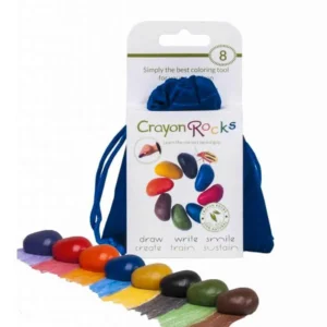 Crayon Rocks krijtjes zijn gemaakt van sojabonen en de kleuren zijn gemaakt van natuurlijke pigmenten. De Crayon Rocks zijn bedoeld voor kinderen die moeite hebben normale krijtjes in de juiste pengreep vast te houden.
