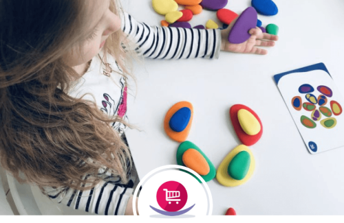 review over de regenboog stenen set (rainbow pebbles). Het is educatief en uitdagend spelmateriaal.