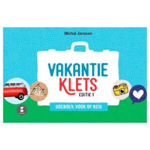 Vakantieklets deel 1 is een boekje met 24 uitscheurbare kaarten. Opdrachten die je kunt doen op één vierkante meter, bijvoorbeeld onderweg.