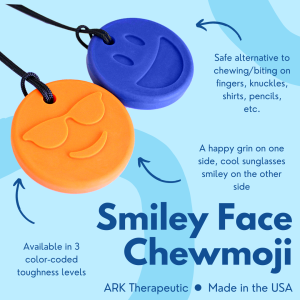 smiley bijtketting van ark geeft ieder kind met kauwbehoefte een goed humeur