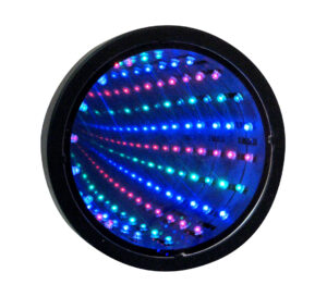 De oneindige spiegel tunnel lamp (infinity mirror tunnel lamp) is fascinerend voor jong en oud met autisme, adhd of (visuele) beperking.