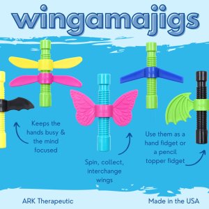 De hele collectie wingamajigs van ark therapeutic. welke is jouw favoriete fidget?