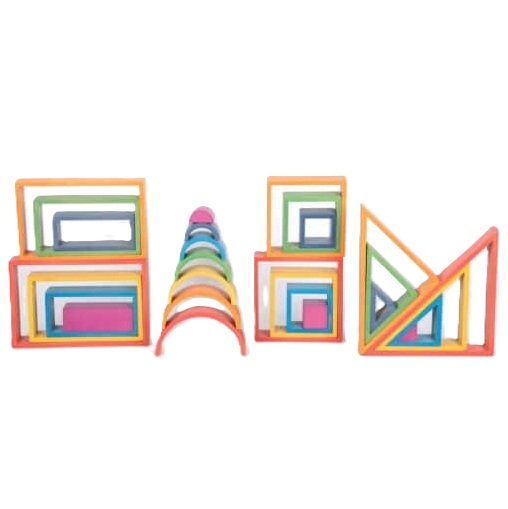 Laat de creativiteit stralen met de Houten Regenboog Architect Set van TickiT!