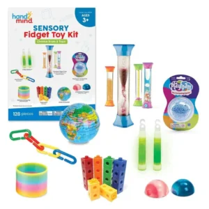 Fidget Toy set van hands2minds is een uitgebreide set met friemelmateriaal om te gebruiken op school, therapie of thuis om te kalmeren en focussen.