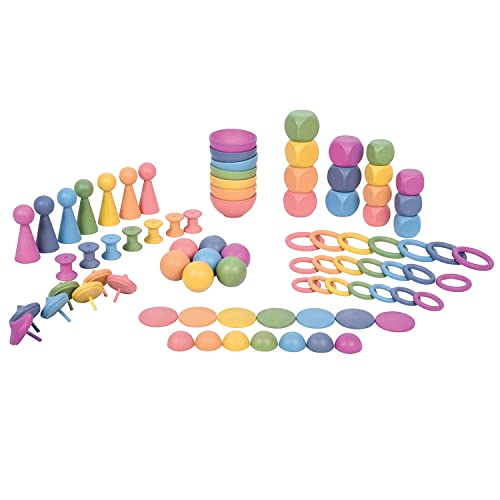 houten regenboog set voor loose parts play