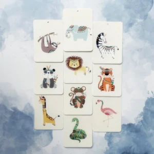 in a flashcard,in a flash card jungle friends,flashcards jungle friends,bewegend leren,samen spelen,woordenschat,leren tellen,kleuren leren