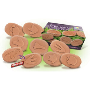 De dinosaurus voetafdrukken is een set bestaande uit 8 stenen waarmee je kind de dino's leert kennen met hun voetafdruk, maar ook kan stempelen.