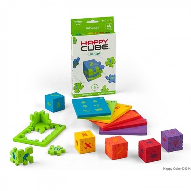 Happy Cube Junior (Little Genius) is voor kleine bolleboosjes en is daarmee de gemakkelijkste versie van de Happy Cube© familie. Op elk puzzelstukje staat een ander gemakkelijk herkenbaar symbool
