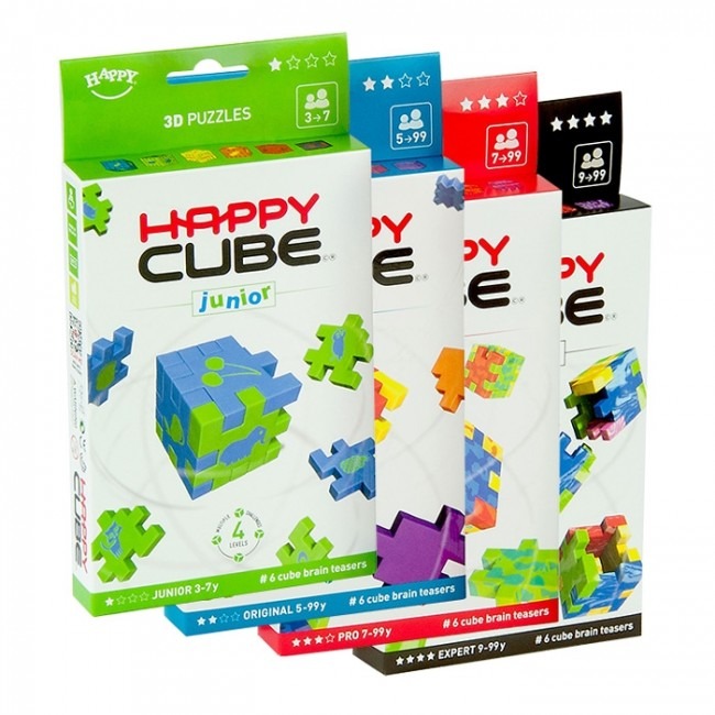puzzelen met de happy cube is een leuke uitdaging, een leuk breinspel maar ook ideal voor vermaak onderweg