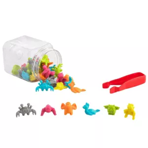 De monsters leer tellen set bestaat uit 6 soorten monsters in 6 aardetinten. Een mooie set telmateriaal om te oefenen met tellen, sorteren en eenvoudige rekensommen maken.