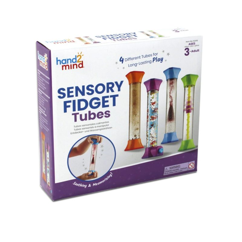 sensory fidget tubes is een set van vier sensorische buizen. Het kijken naar de betovering die uitgaat van de verschillende buizen helpt kinderen ontspannen en concentreren. Ideaal om te ontprikkelen voor kinderen met autisme of adhd