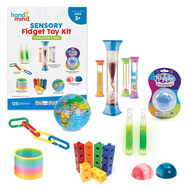 sensory fidget toy kit van hands2minds is een uitgebreide set met fidget toys om te gebruiken op school, therapie of thuis om te kalmeren en focussen.