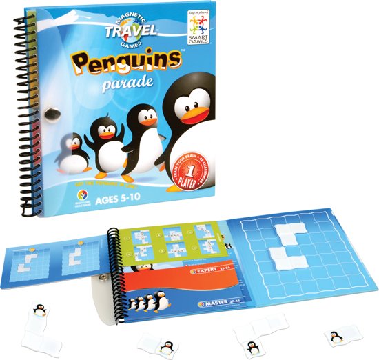 De penguins parade is een magnetisc reisspel van smart games. Je kind kan het alleen spelen en het daagt je kind uit in zijn cognitieve ontwikkeling.