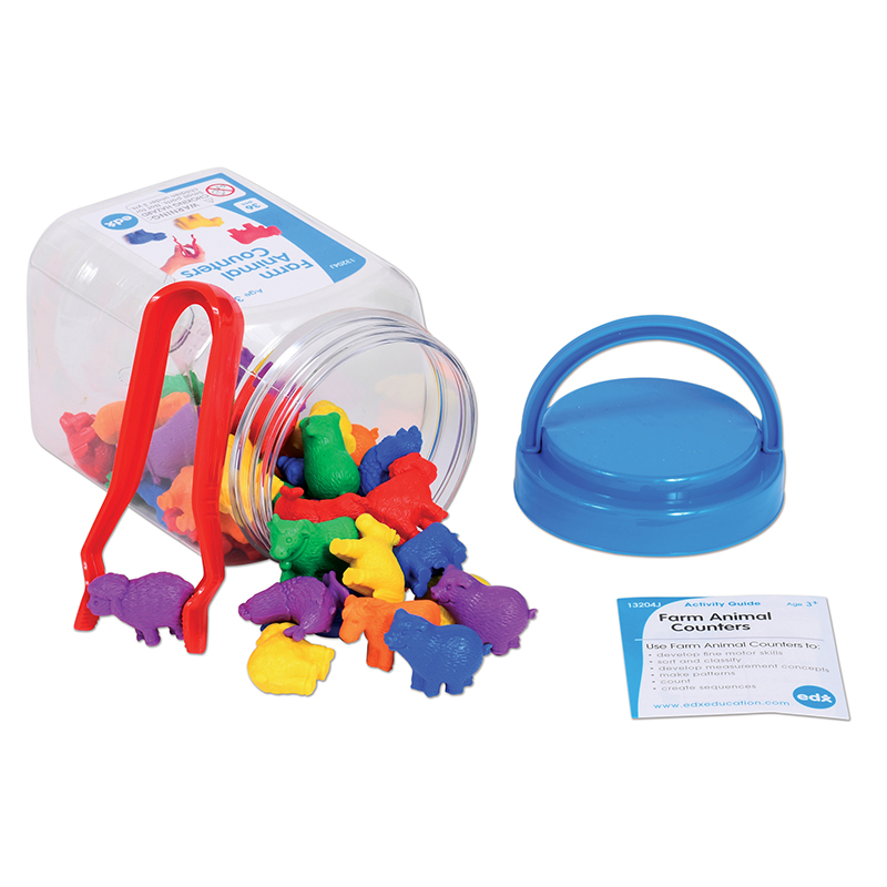 Boerderijdieren Leer Tellen set is ideaal als telmateriaal in de kleuterklas. Maar ook leuk om te gebruiken bij loose parts play of boerderij thema.