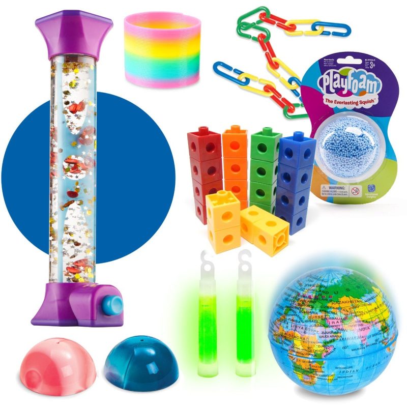 sensory fidget toy set is een complete set met divers friemelmateriaal om kinderen met adhd en autisme of sensitieve kinderen te helpen bij het verwerken van alledaagse prikkels