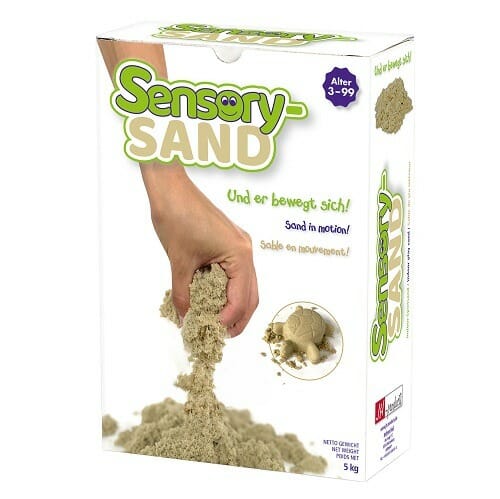 kinetisch zand of sensory-sand wordt ook wel speelzand genoemd. Dit zand beweegt, glijdt heerlijk door de vingers en kleeft niet en droogt niet uit. Ideaal voor kinderen om binnen mee te spelen en te ontspannen