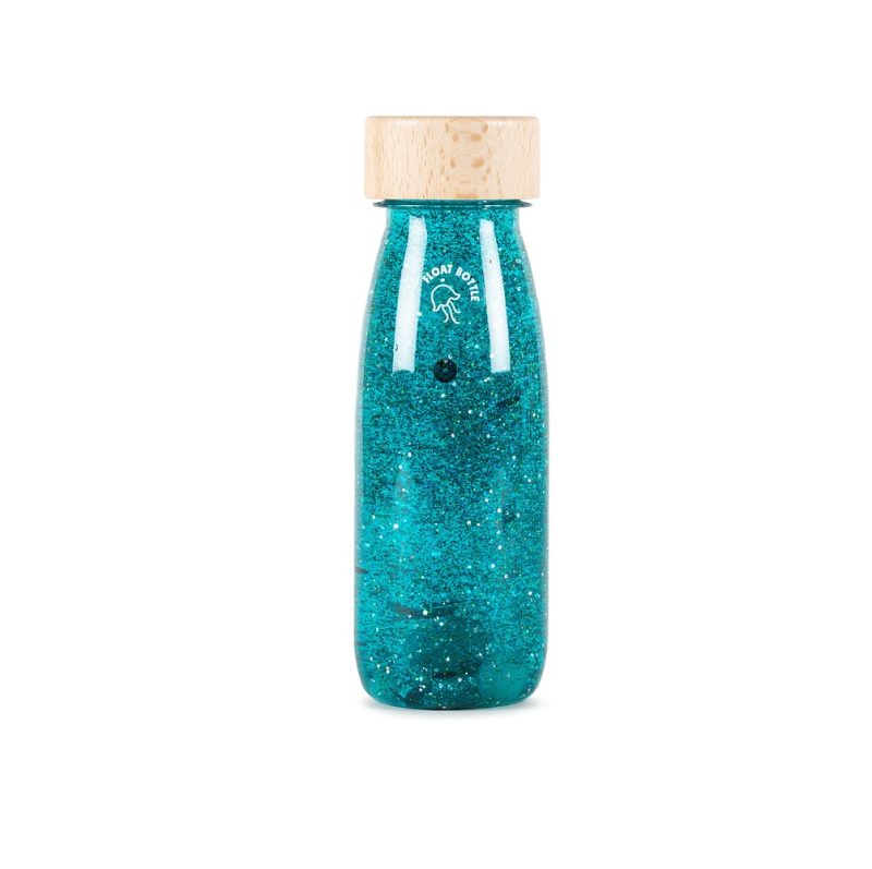 sensorische fles van petit boum in turquoise