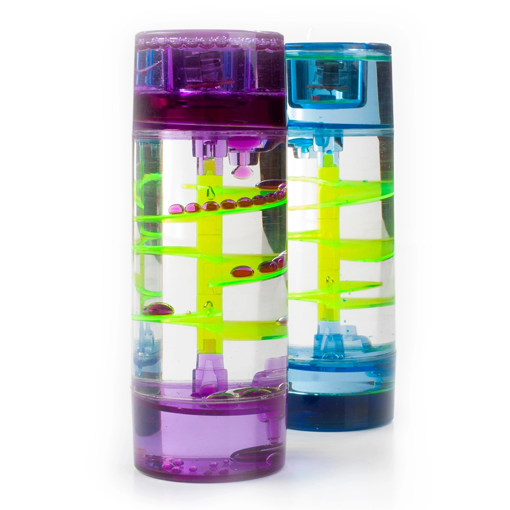 Een druppelbaan (liquid timer) is een visuele zandloper. Het fascineert kinderen & volwassenen om ernaar te kijken en werkt ontspannend.