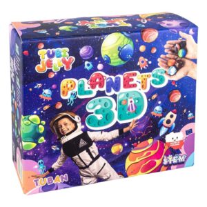 Tubi Jelly Planeten is een set van creatief speelgoed voor kinderen waarmee je gelei-planeten in verschillende maten en kleuren kunt maken.