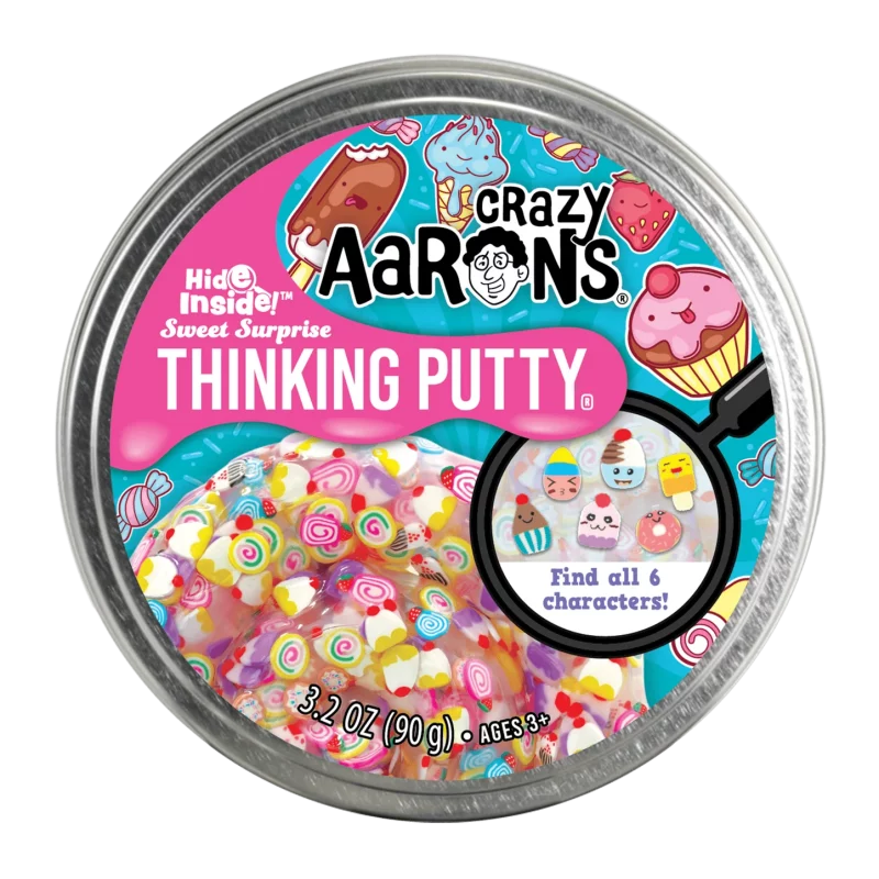 crazy aarons putty sweet surprise is een vrolijke zoete traktatie, zoek tijdens het kneden de 6 schatten!