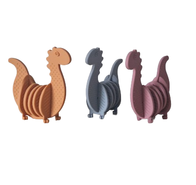 Dino bijtspeeltje die tegemoet komt aan kauwbehoefte bij jonge kinderen