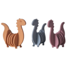 Dino bijtspeeltje die tegemoet komt aan kauwbehoefte bij jonge kinderen