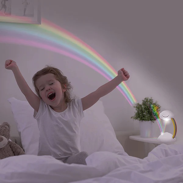 Gebruik de regenboog projector als nachtlamp en kamerdecoratie