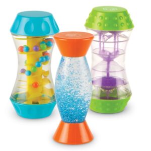 De Sensory Trio Fidget Tubes bestaat uit 3 hoogwaardige buizen. De fidget tubes stimuleren verschillende zintuiglijke vaardigheden terwijl de kleintjes spelen.