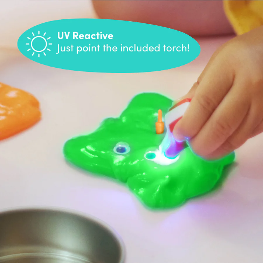 Middels uv straling verandert de putty van kleur!