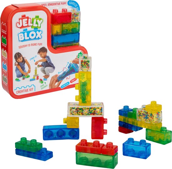 Jelly blox set om creatieve bouwwerken te maken. de blokjes zijn flexibel en wat zachter en daardoor fijn voor jonge kinderen