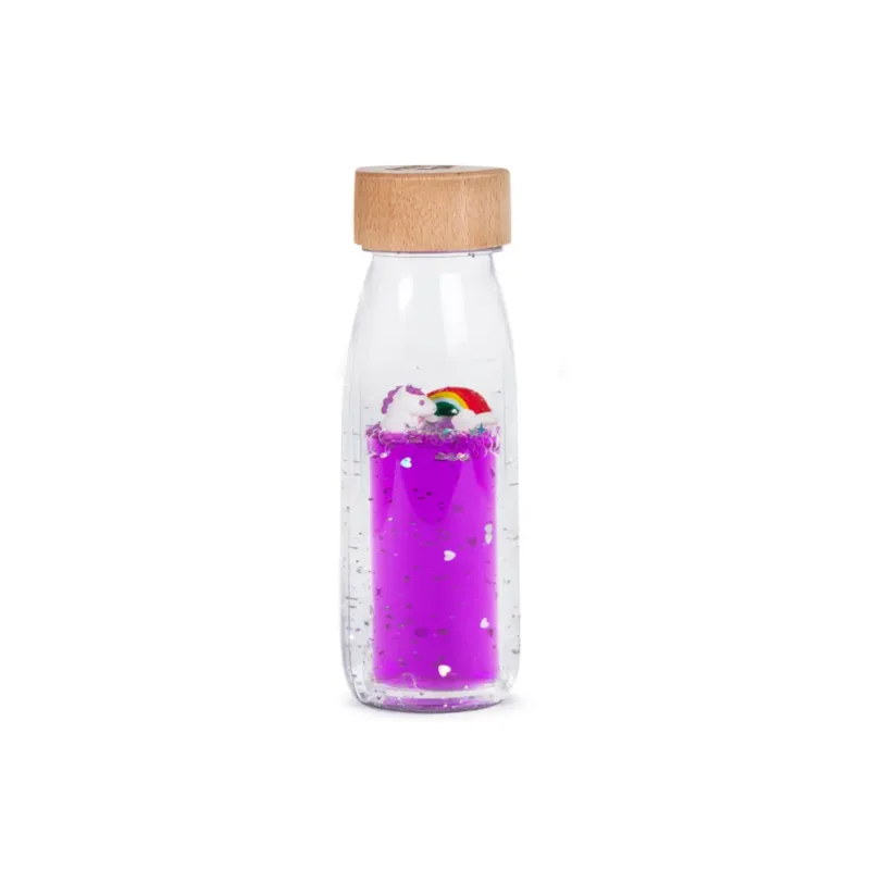 petit boum move bottle eenhoorn is een magische sensorische fles.