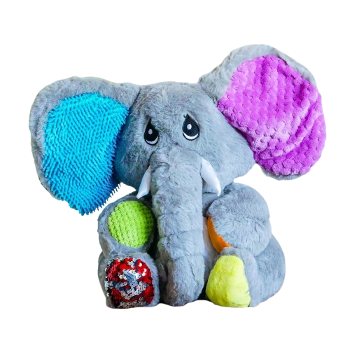 De sensorische verzwaringsknuffel olifant is het perfecte vriendje voor elk kind dat houdt van knuffelen, friemelen en rustig worden.