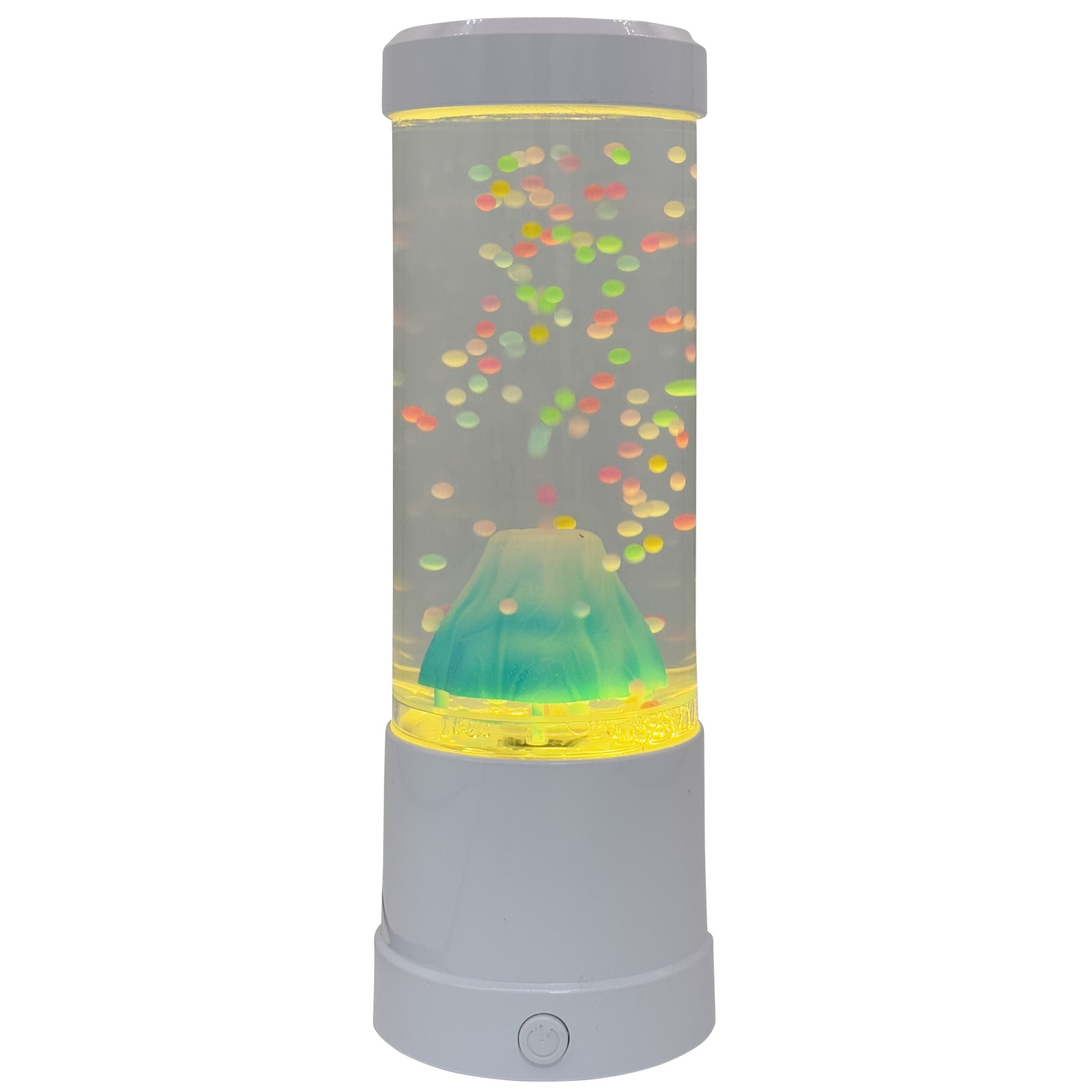Deze nachtlamp, lavalamp is een mini snoezelbuis voorzien van een besneeuwde berg, rustgevend in een snoezelruimte