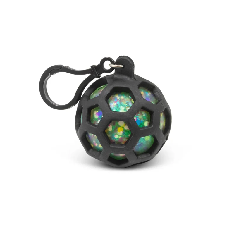 Squishy bal met honingraat mesh en sleutelhanger – stressverlichter en fidget speelgoed voor onderweg