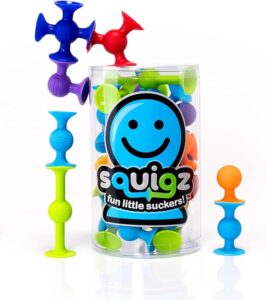 squigz starter set bestaat uit zuignap figuurtjes voor plezier in bad maar ook voor op de ramen !