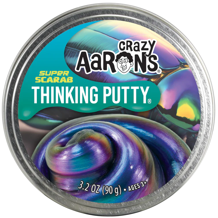 Ontdek Crazy Aaron's Super Scarab Putty, een magische putty die doet denken aan kleurrijke kneedklei.