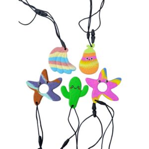 Veilige en duurzame bijtketting met verschillende texturen, versterkt tong- en kaakspieren en ideaal voor thuis, school of therapie.