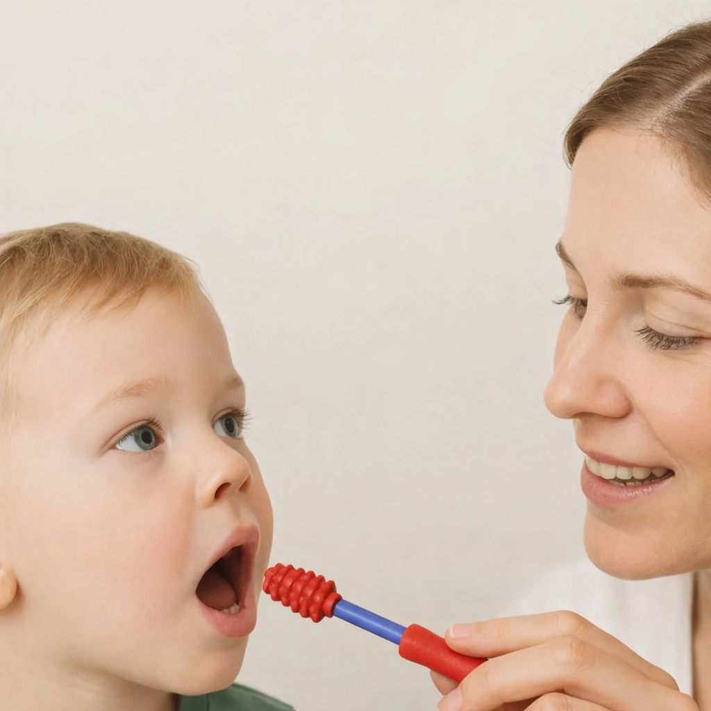 De Senso Brush is een veelzijdig sensorisch hulpmiddel voor ouders en therapeuten, speciaal ontwikkeld voor kinderen die extra prikkels nodig hebben in en rond de mond.